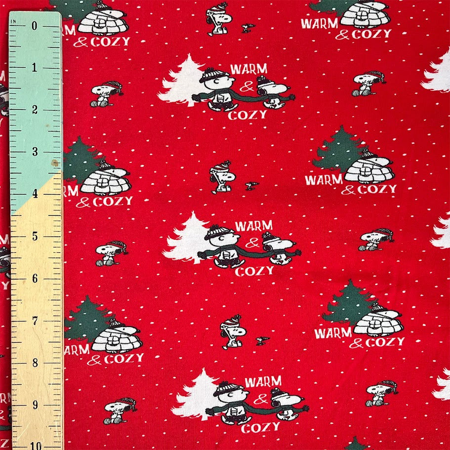 1/2 metro Tela de algodón Snoopy rojo navideño JERSEY TELA DE PUNTO PLAYERA