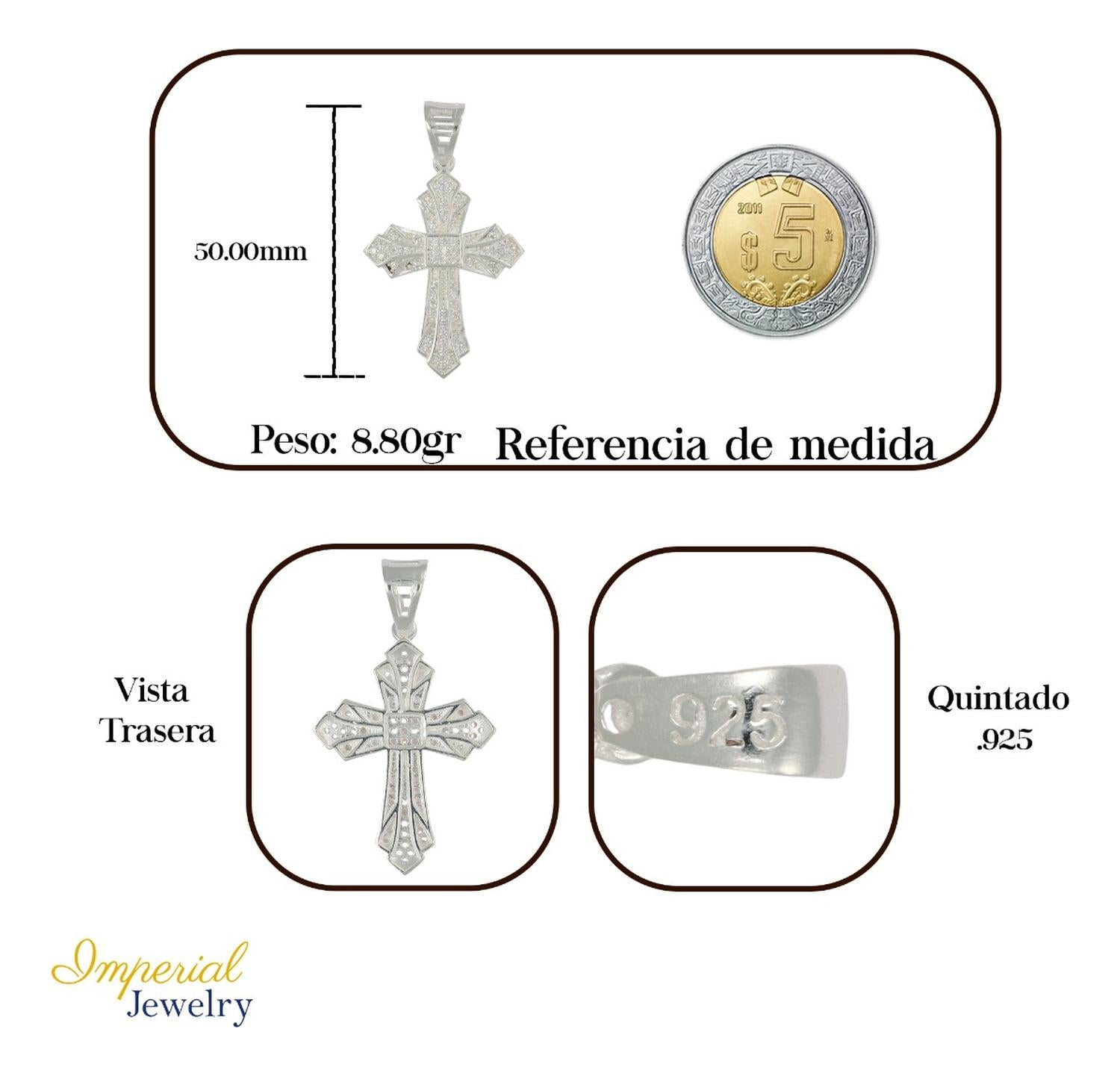 Dije Turco De Plata 925 De Cruz Hermosa Con Zirconia