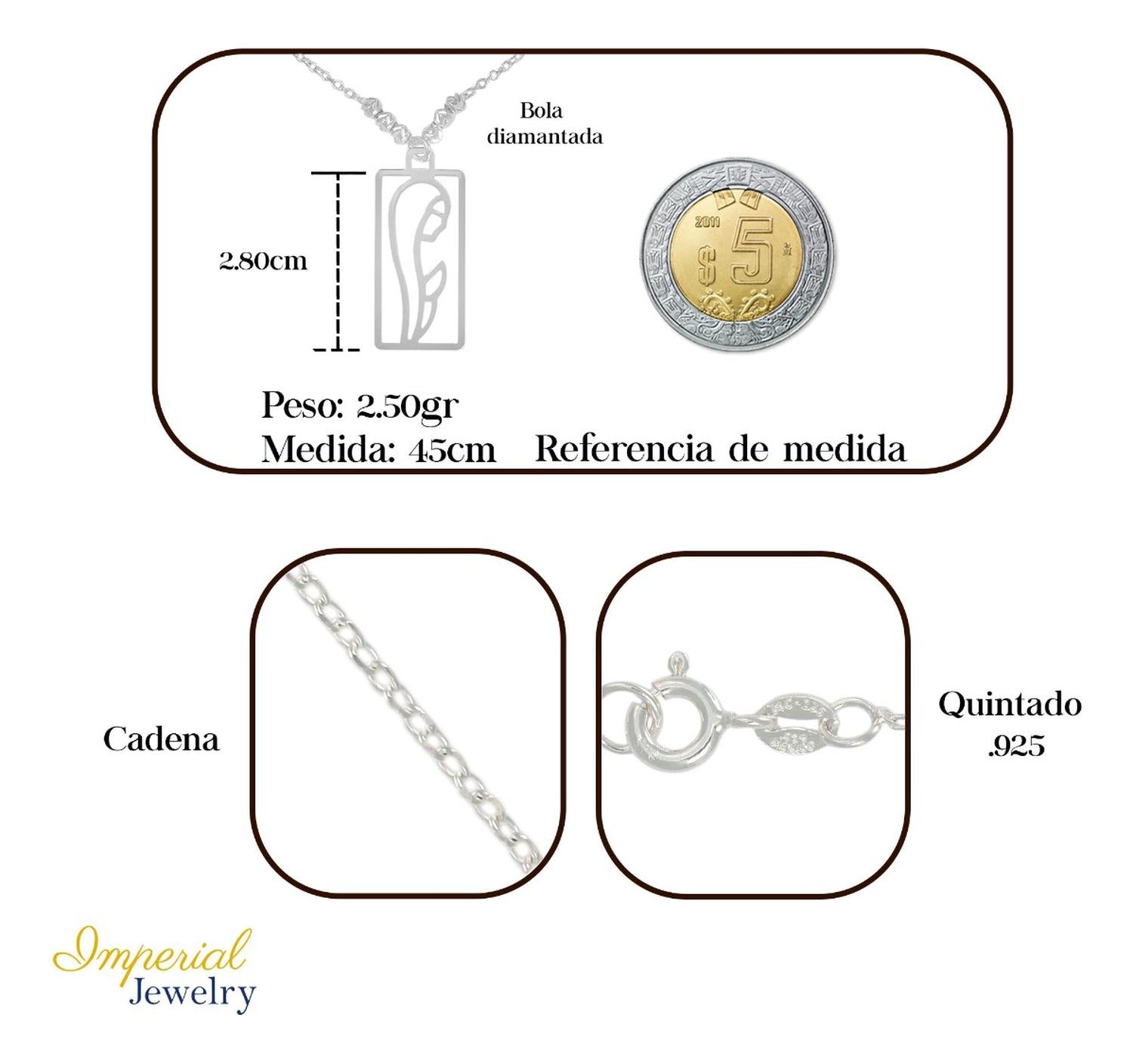 Collar De Madona De Plata 925 Con Bola Diamantada De 45 Cm