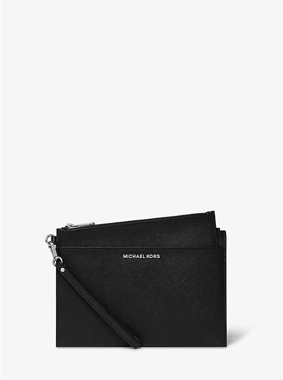 Michael Kors Jet Set Extra Large Leather Wristlet Black
