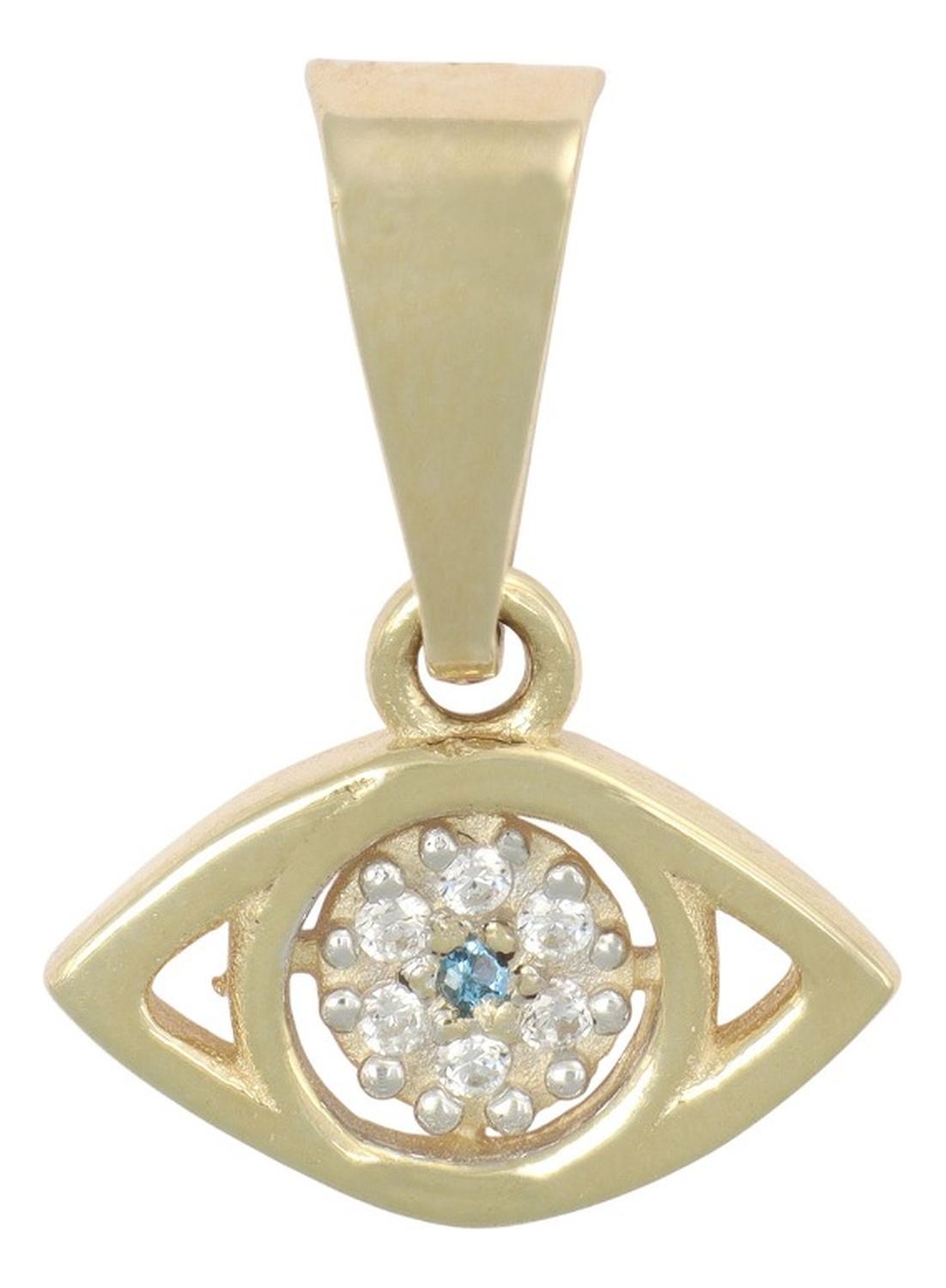 Dije En Figura De Ojo Turco Con Zirconia En Oro 10k 1.0 Grm