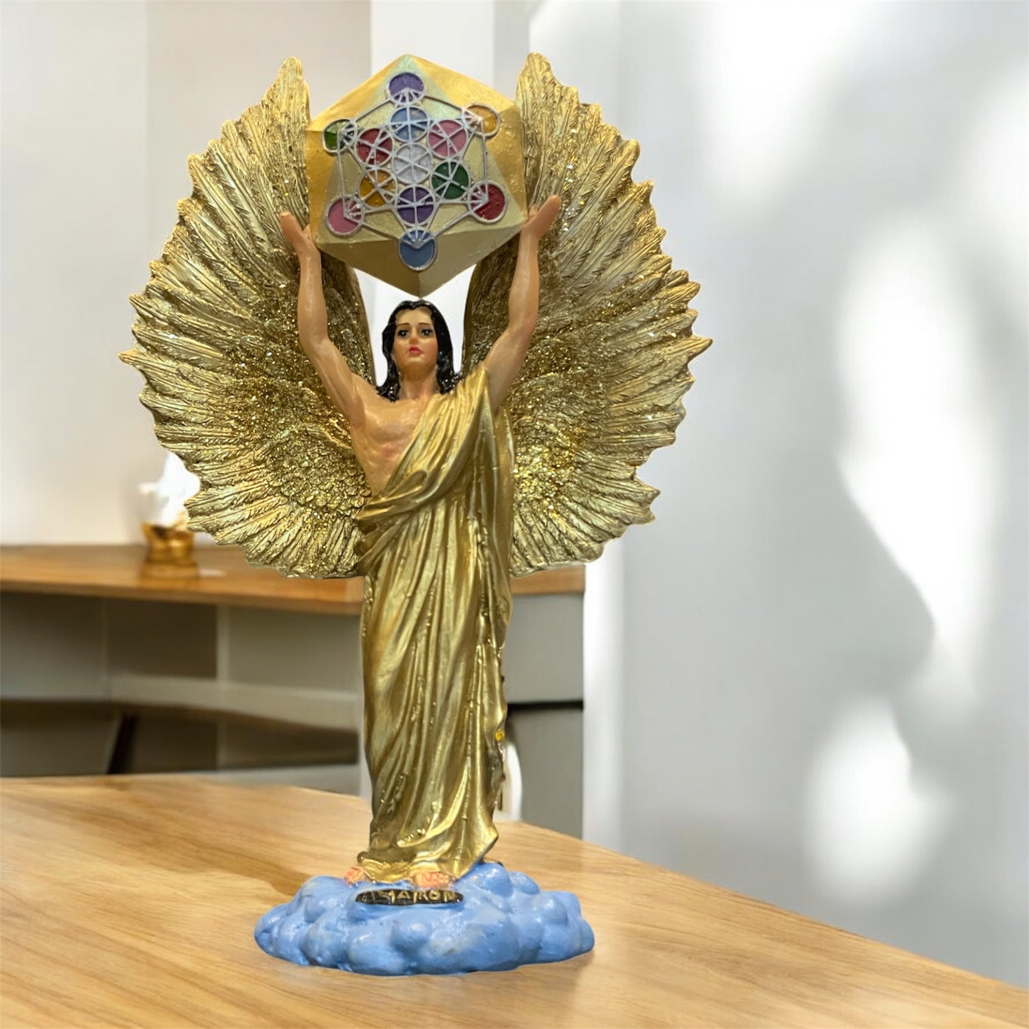 Metatron Arcangel Resina Nacional Pintado A Mano 32 Cm