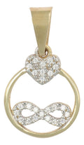 Dije De Corazón E Infinito Con Zirconia En Oro De 10k