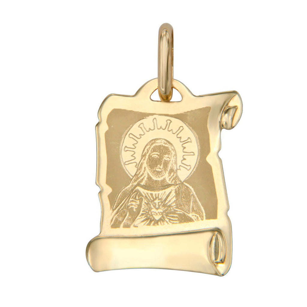 Medalla Laser De Oro De 14k Con Sagrado Corazón De Jesús