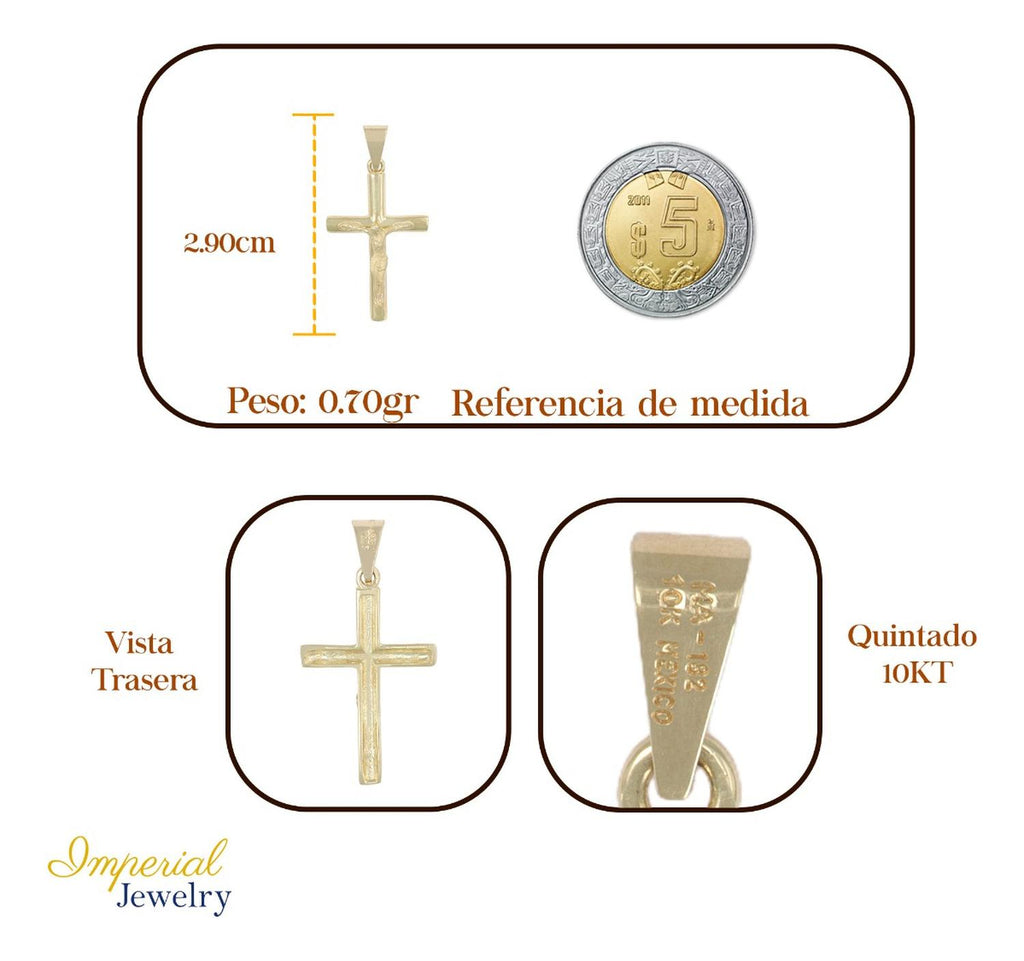 Dije De Cruz Con Cristo Arenado En Oro 10k 1.4 Grm