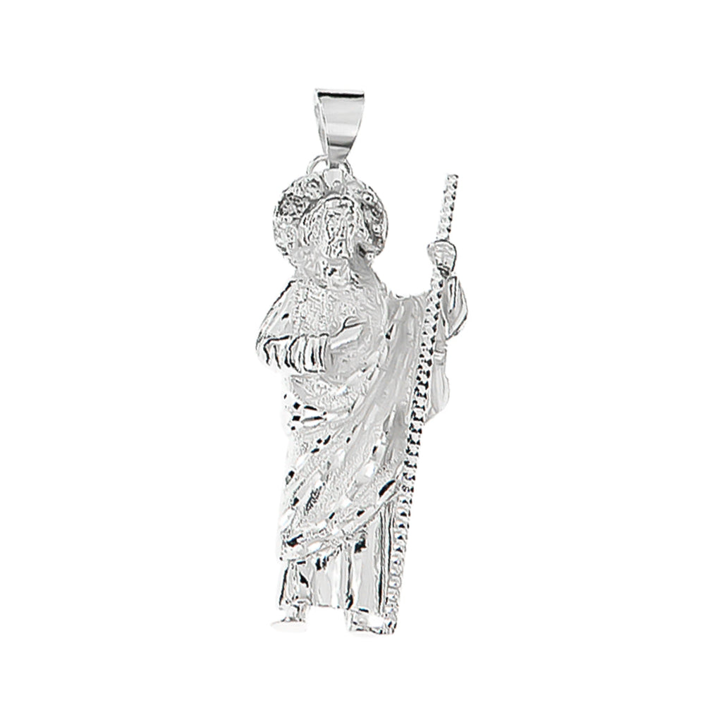 Dije De San Judas De Plata 925 Con Zirconita 5.5cm