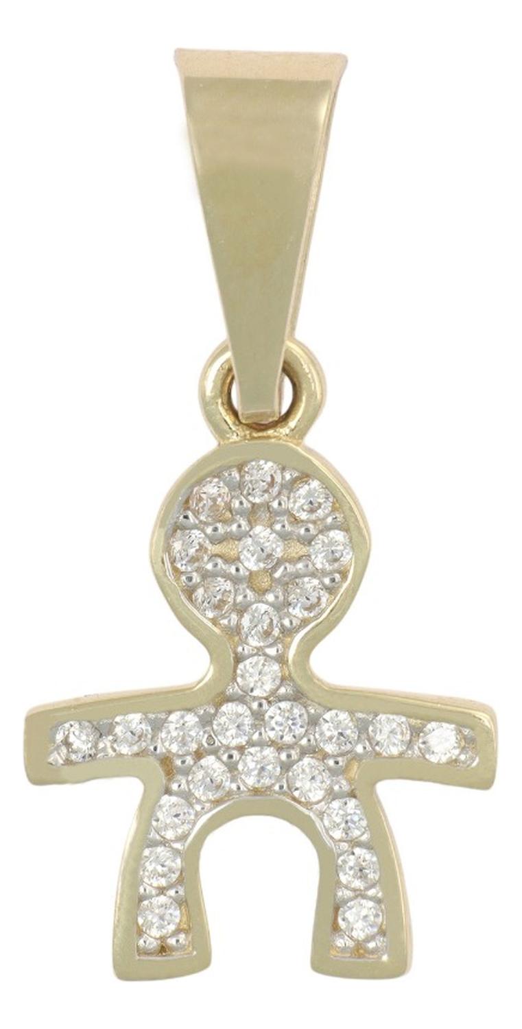 Dije En Figura De Niño Con Zirconia En Oro De 10k 1.0 Grm