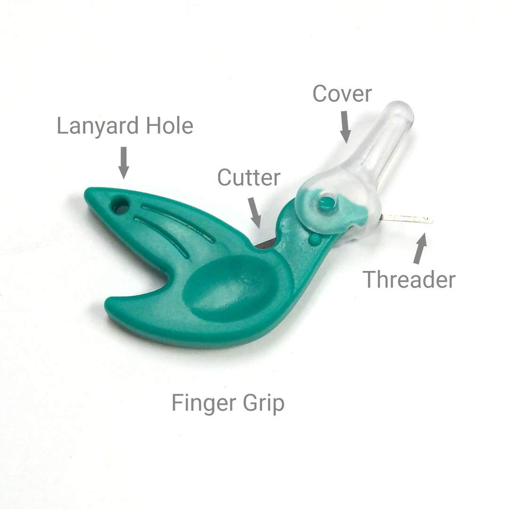 Enhebrador de aguja y Cortahilos de Colibrí verde Dritz