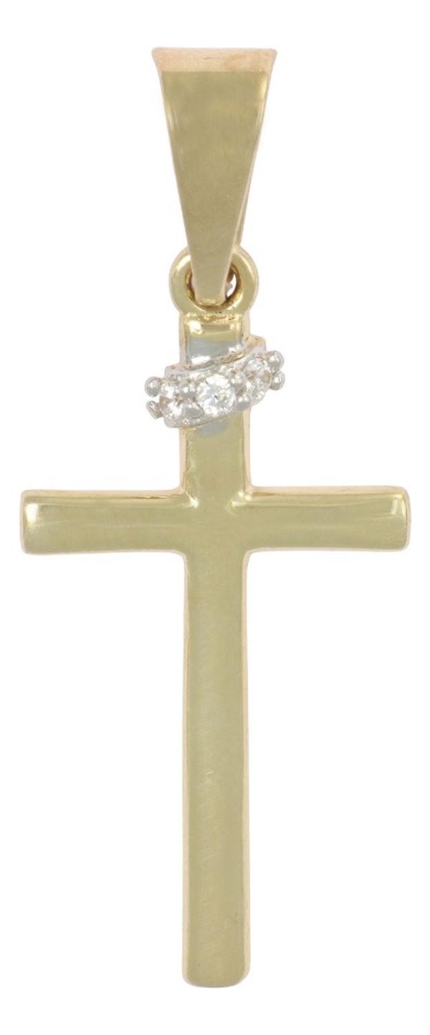 Dije En Figura De Cruz Con Zirconia En Oro 10k 0.9 Gr