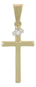 Dije En Figura De Cruz Con Zirconia En Oro 10k 0.9 Gr