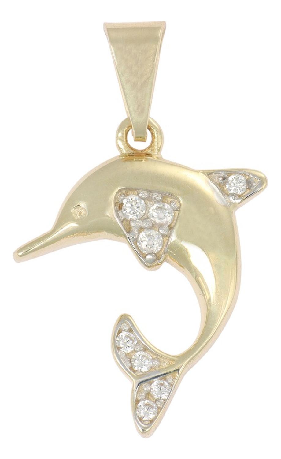 Dije De Delfin Con Aletas De Zirconia En Oro 10k 1.4 Gr