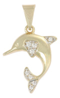 Dije De Delfin Con Aletas De Zirconia En Oro 10k 1.4 Gr