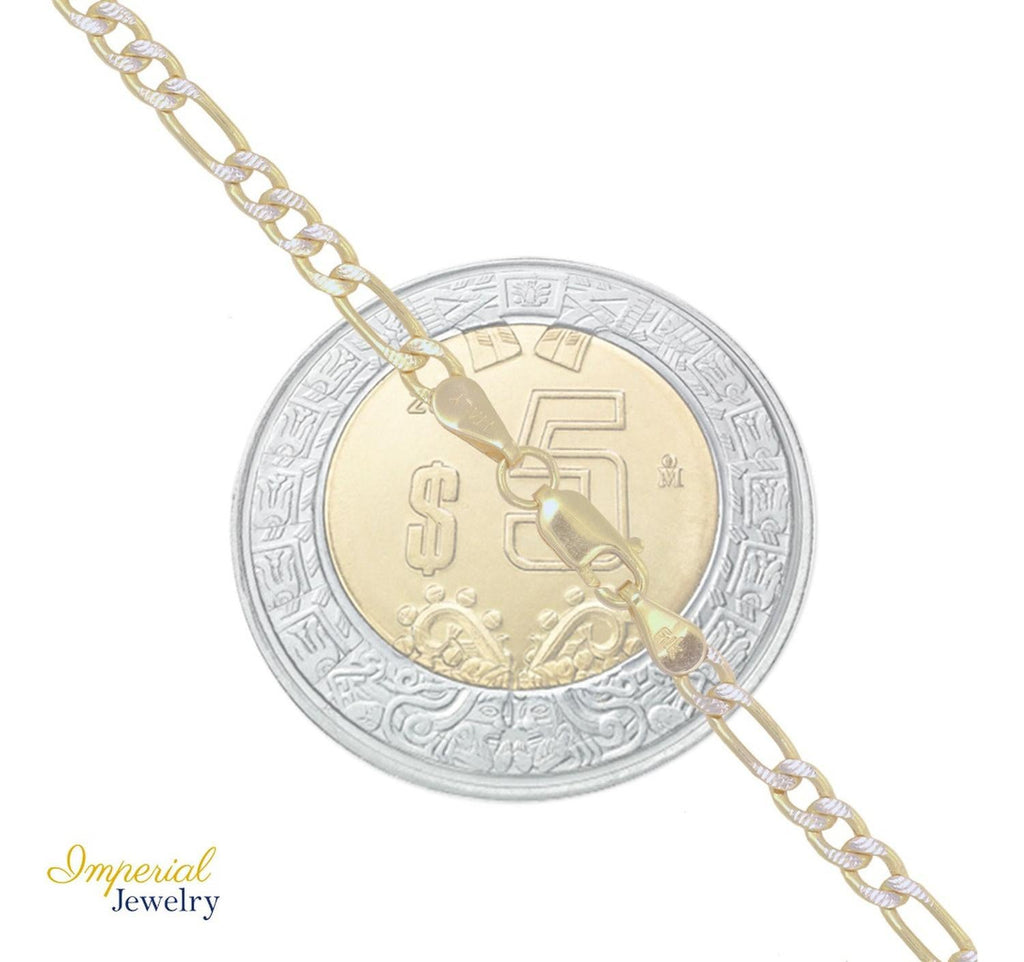 Pulsera Italiana Figaro Pave De 10 Quilates 3.6mm, 18.5 Cm