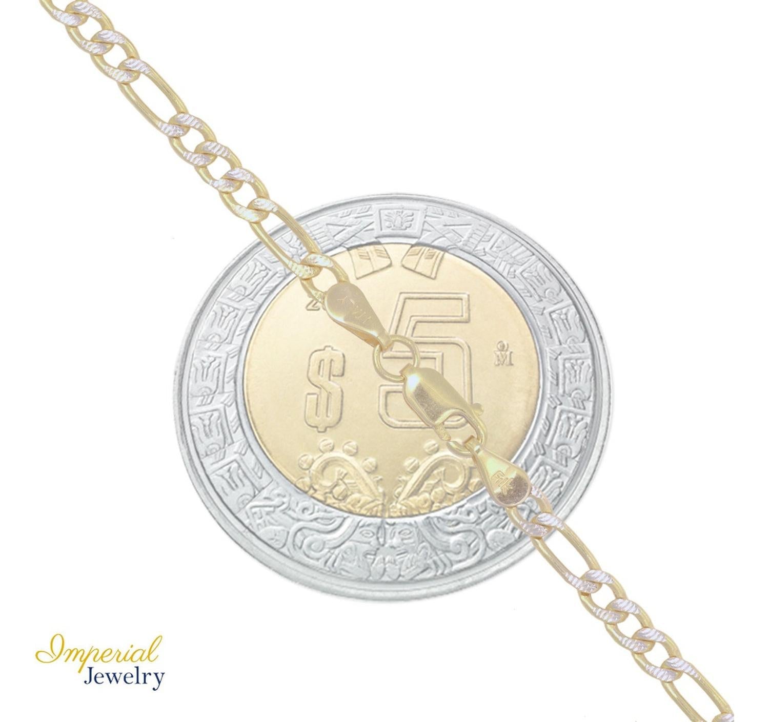 Pulsera Italiana Figaro Pave De 10 Quilates 3.6mm, 18.5 Cm