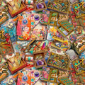 1/2 metro de Tela Junk Journal - Diseño Multicolor Creativo - Para Scrapbooking y Manualidades - 110 cm