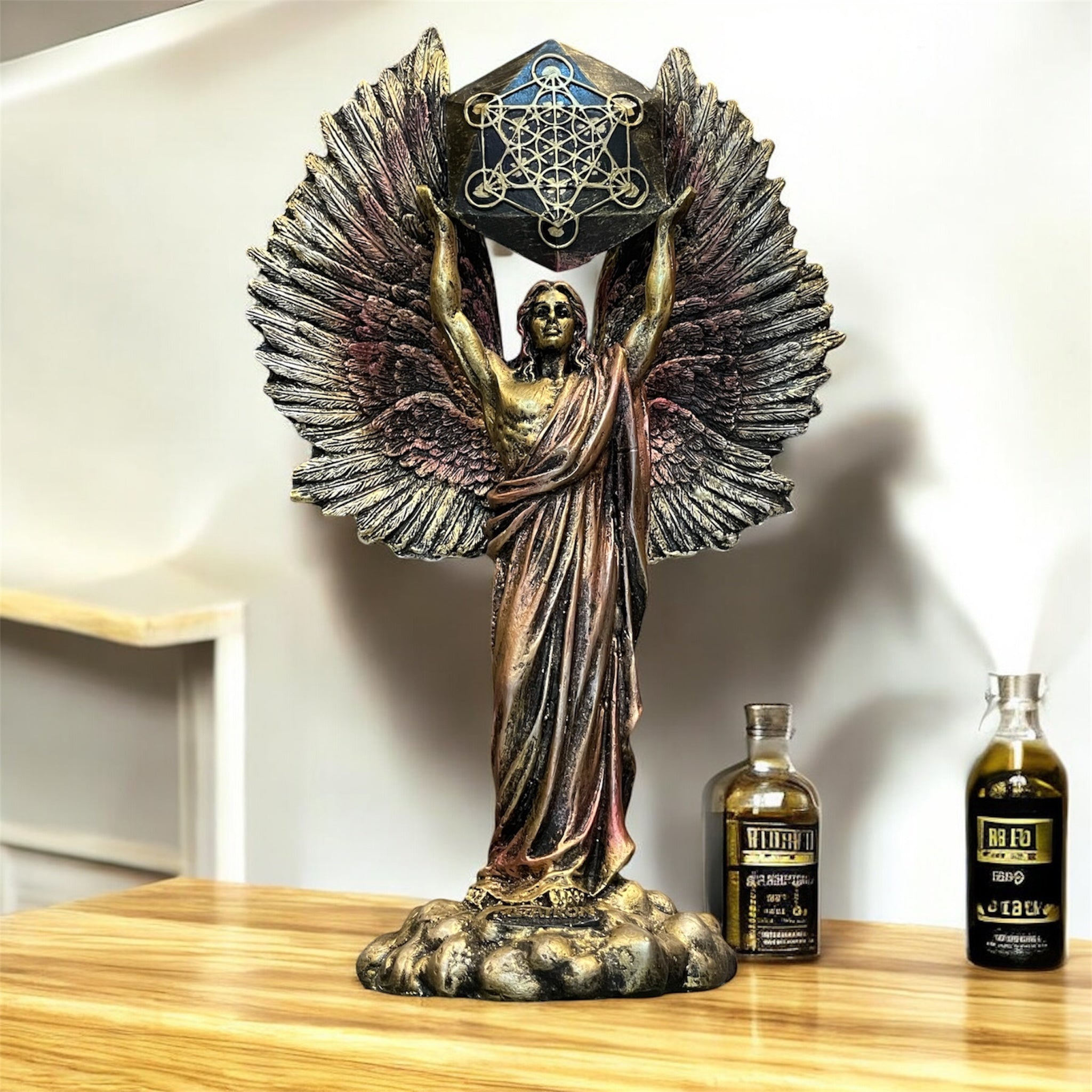 Metatron Arcangel Resina Nacional Pintado A Mano 32 Cm