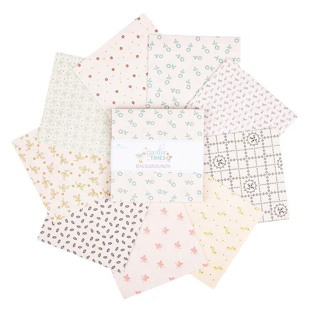 Charm Pack Tiempos Más Gentiles Lori Holt Fondos Blancos 42 piezas de 12.5 cm