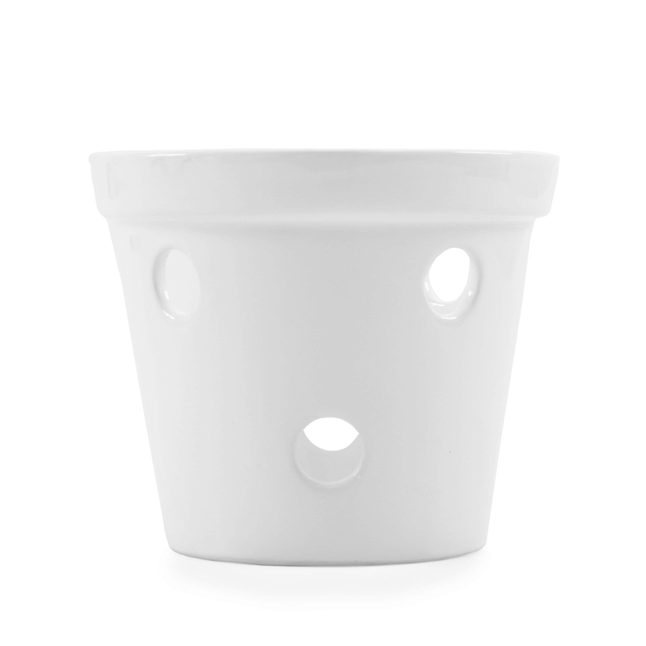 Maceta para Orquídeas de Cerámica Esmalte Blanco – Artesanal