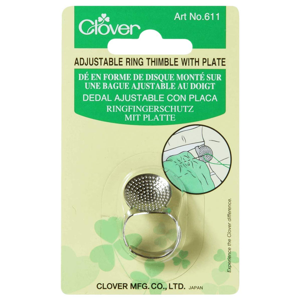Dedal con placa ajustable para sashiko y bordado Clover