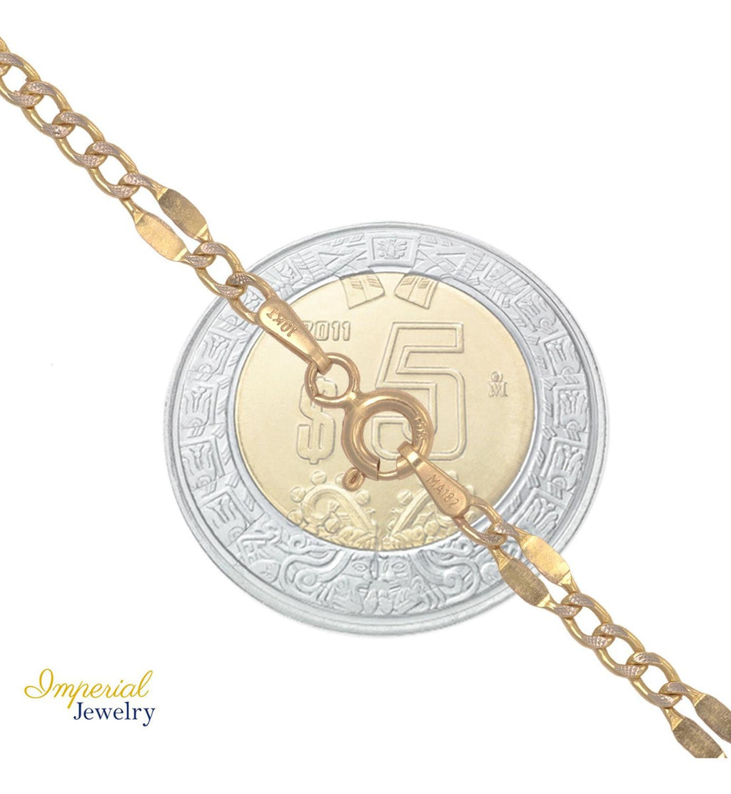 Pulsera Italiana 3x1 Serpentina De 10 Quilates 2mm, 21.5cm