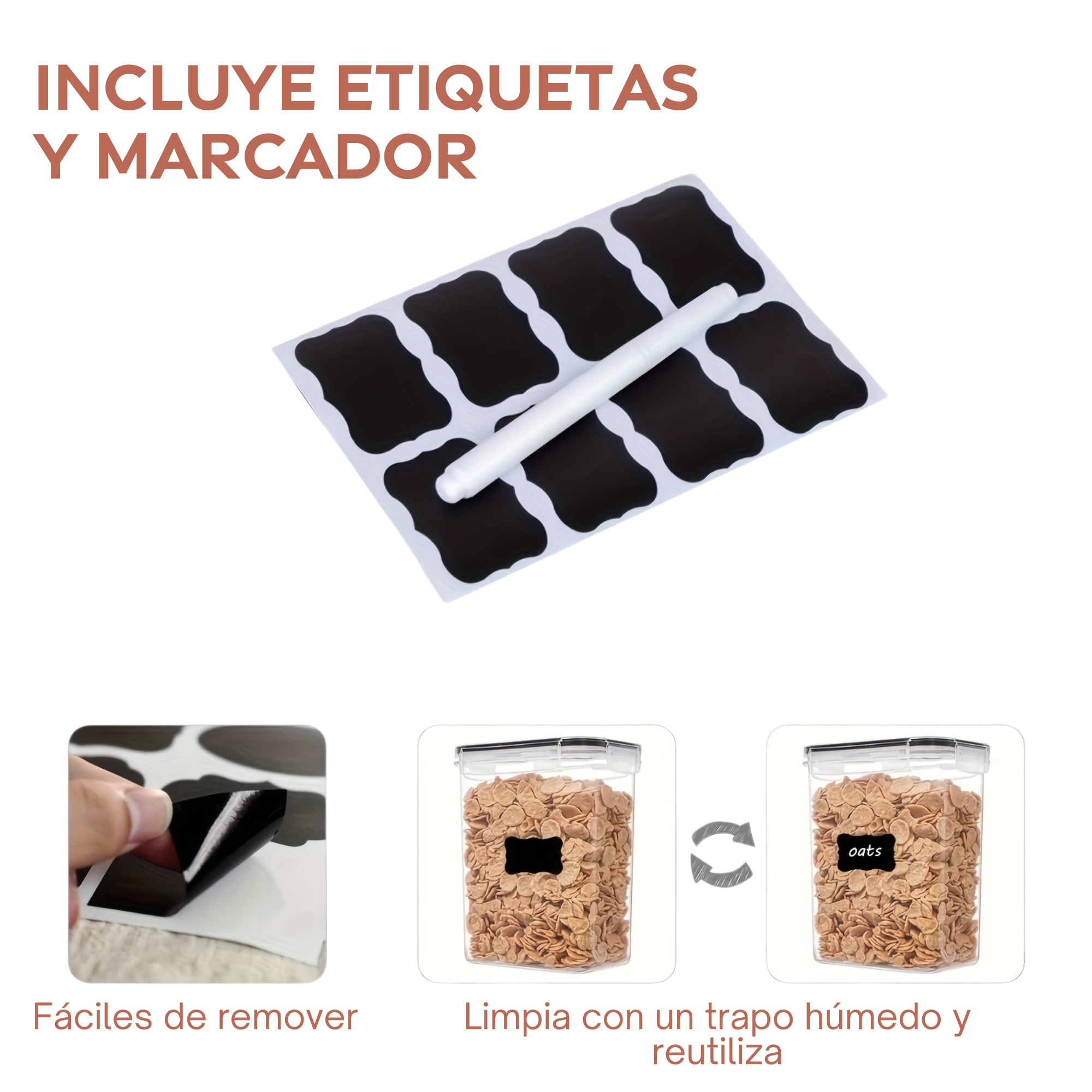Set de 10 Contenedores Herméticos para Alimentos - Multi-Tamaño, Apilables y Transparencia Total, Incluye Etiquetas Reutilizables