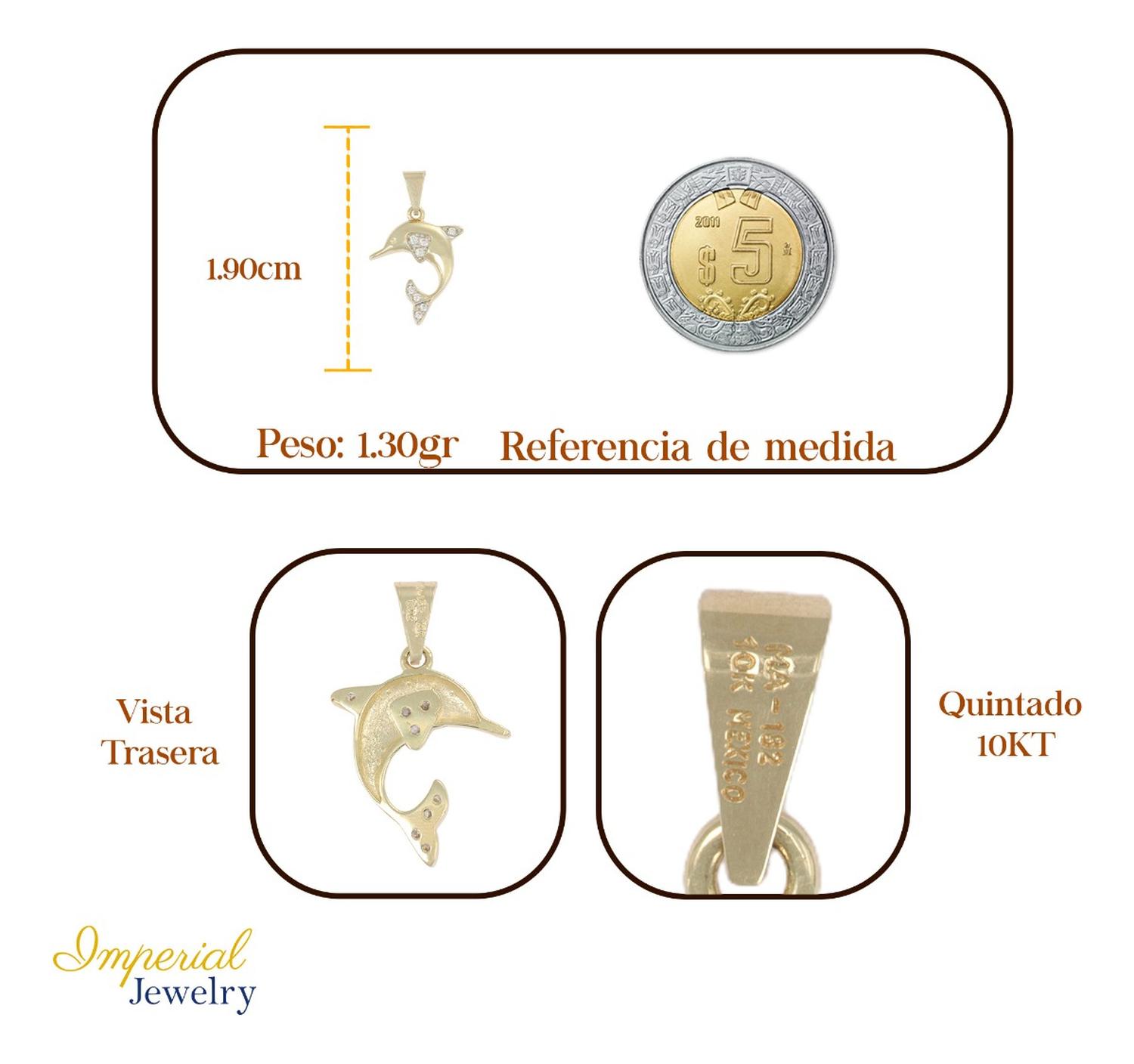 Dije De Delfin Con Aletas De Zirconia En Oro 10k 1.4 Gr
