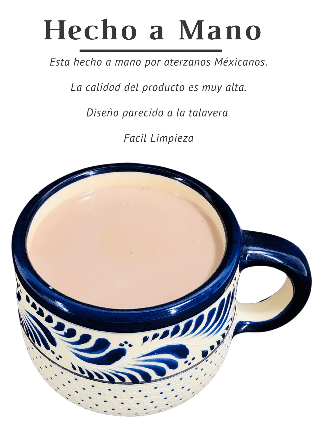 Taza de Cerámica tipo Talavera 399ml – Artesanal Hecha a Mano