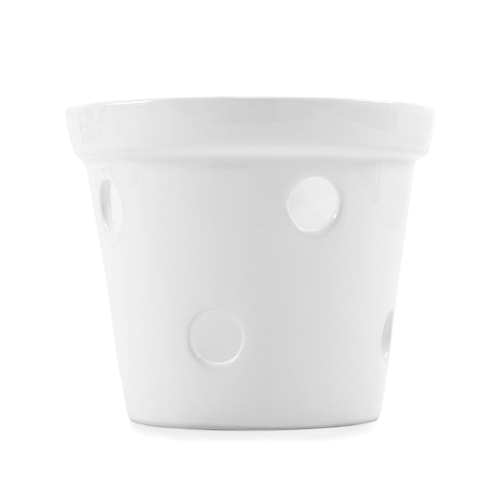 Maceta para Orquídeas de Cerámica Esmalte Blanco – Artesanal