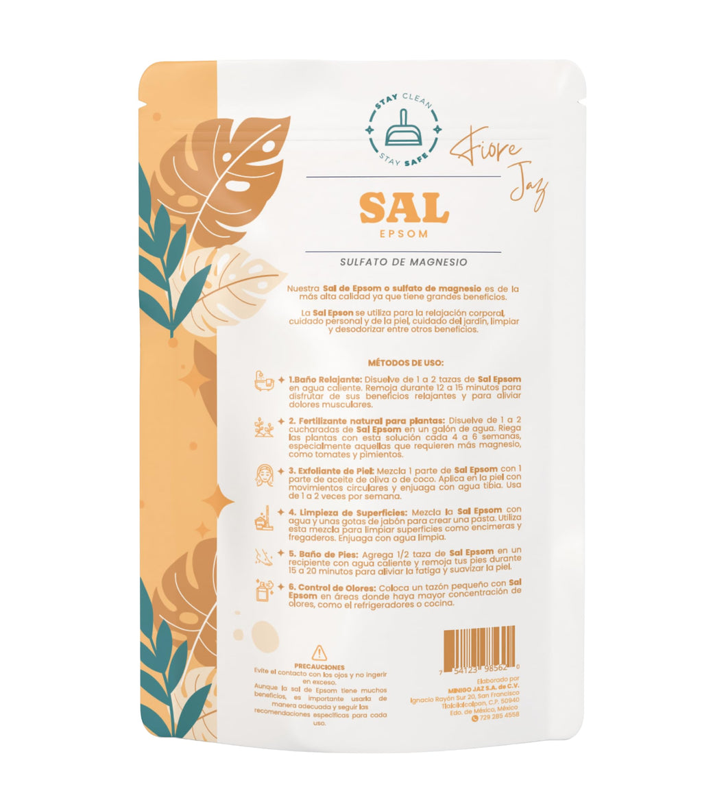 Sal de Epsom Natural – Sulfato de Magnesio Grado Alimenticio