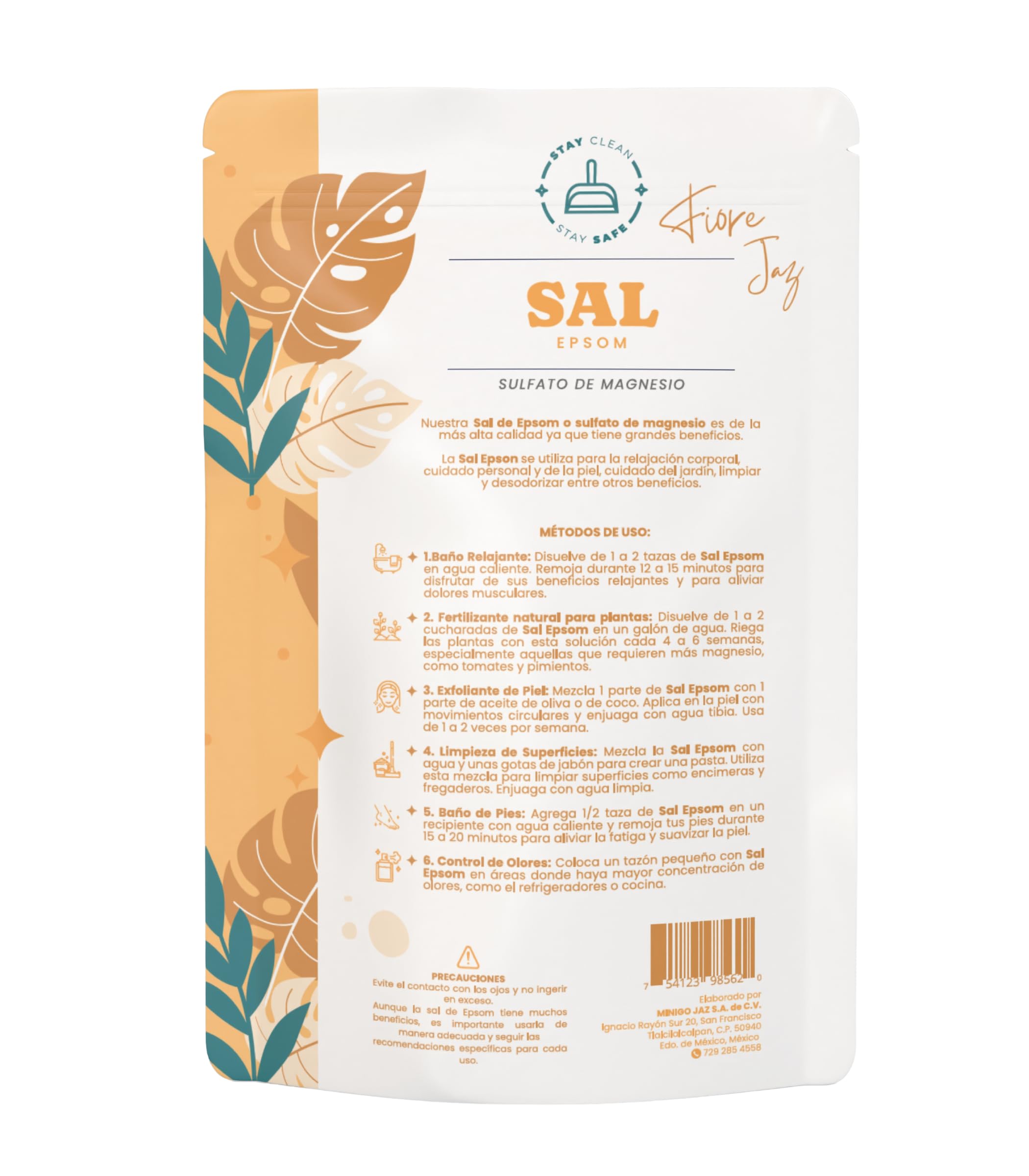Sal de Epsom Natural – Sulfato de Magnesio Grado Alimenticio