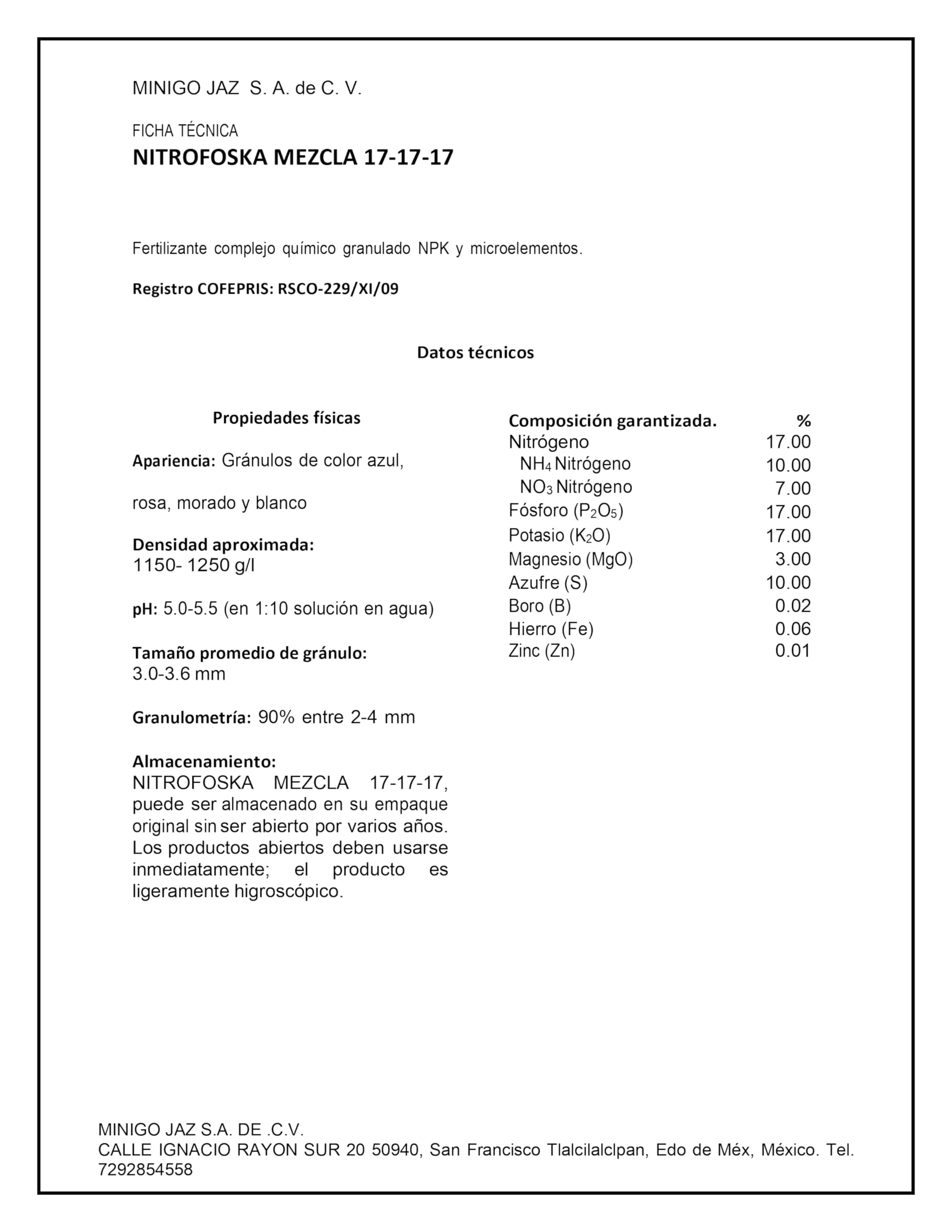 Nitrofoska 17-17-17 – Fertilizante de Crecimiento Equilibrado