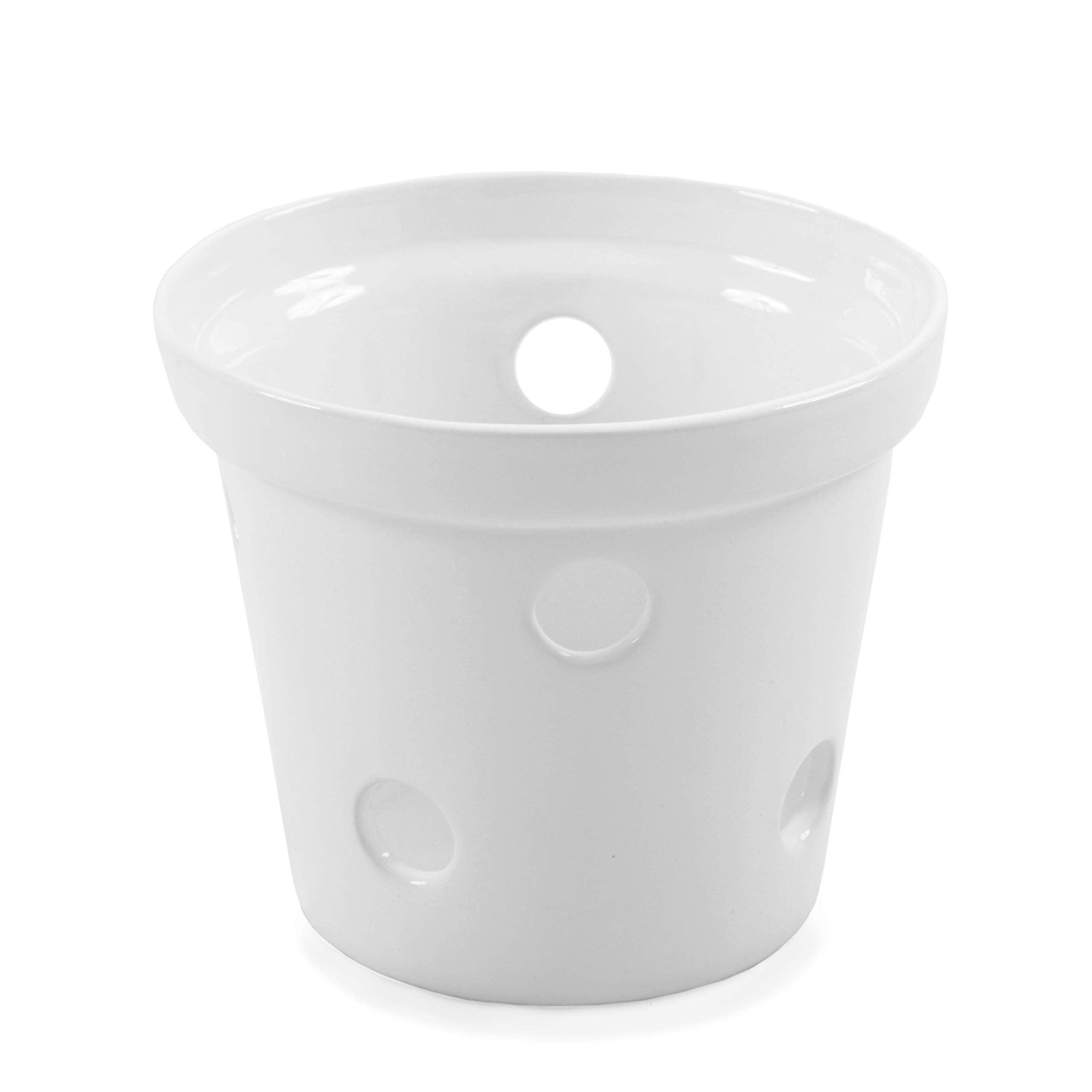 Maceta para Orquídeas de Cerámica Esmalte Blanco – Artesanal