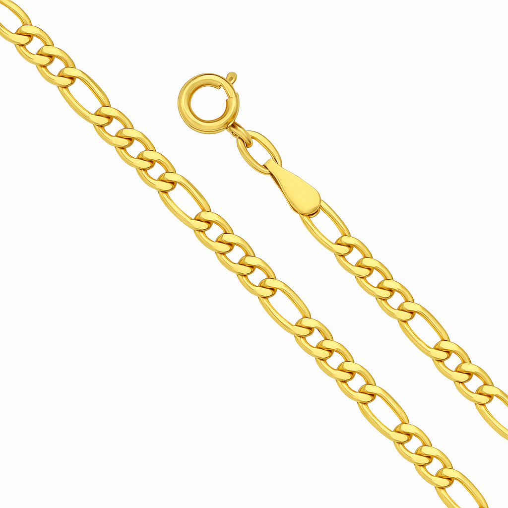 Cadena De Oro Hombre Italiana Figaro 14k Calibre 2.6 Mm