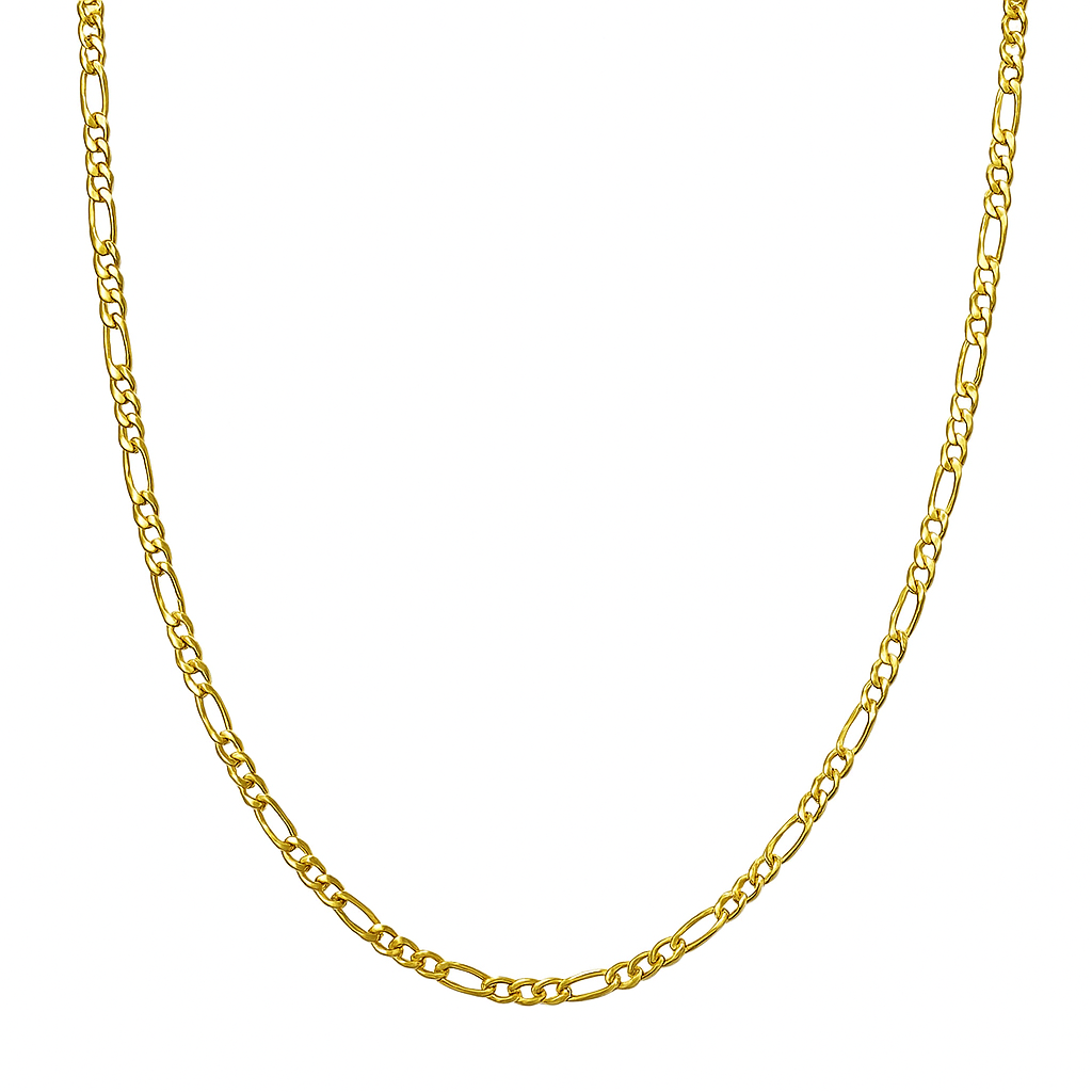 Cadena De Oro Italiano 14k, Estilo Figaro 3x1 Hueca