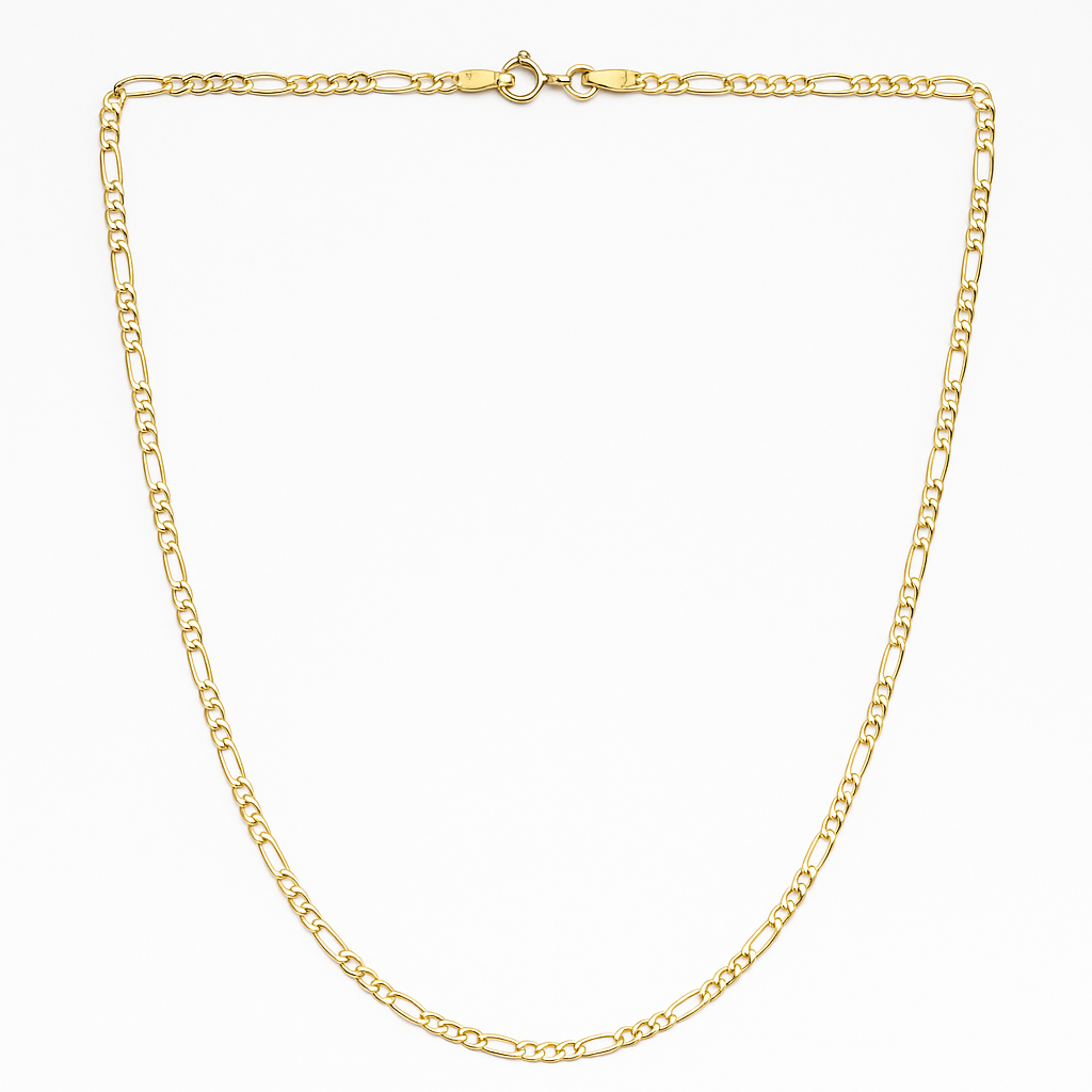 Cadena De Oro De 10k 3x1 Figaro Hueca Calibre 2.0mm