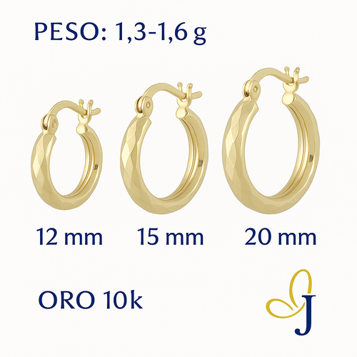 Arracada Bangle De Oro 10k Diamantado De Rombo