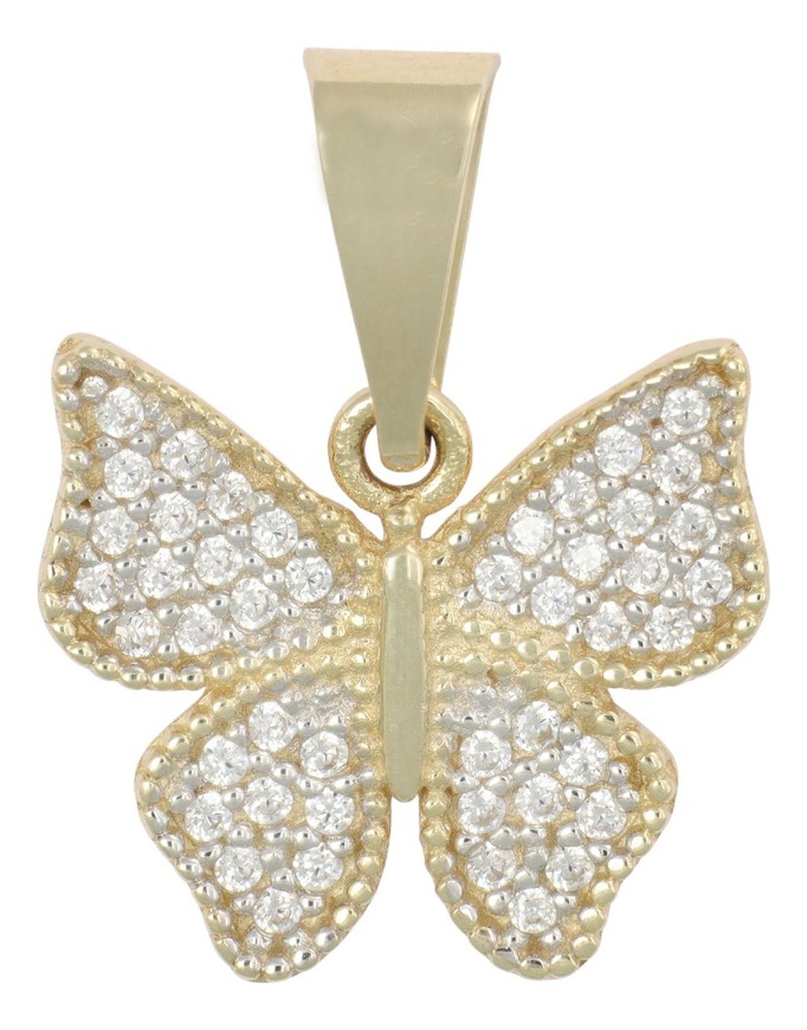 Dije De Mariposa Con Zirconia En Oro De 10k 1.7 Grm