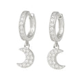 Arete Huggie De Plata 925 Con Colgate De Luna Y zirconias