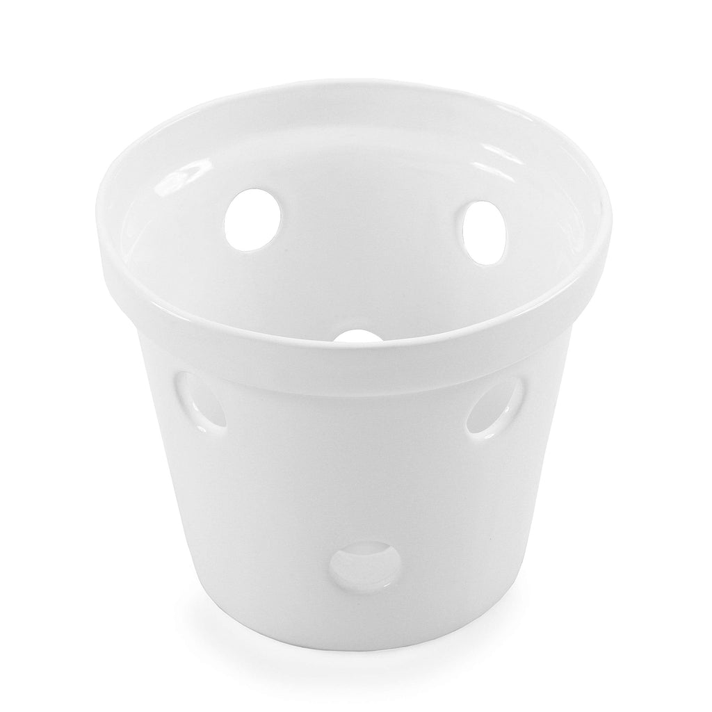 Maceta para Orquídeas de Cerámica Esmalte Blanco – Artesanal