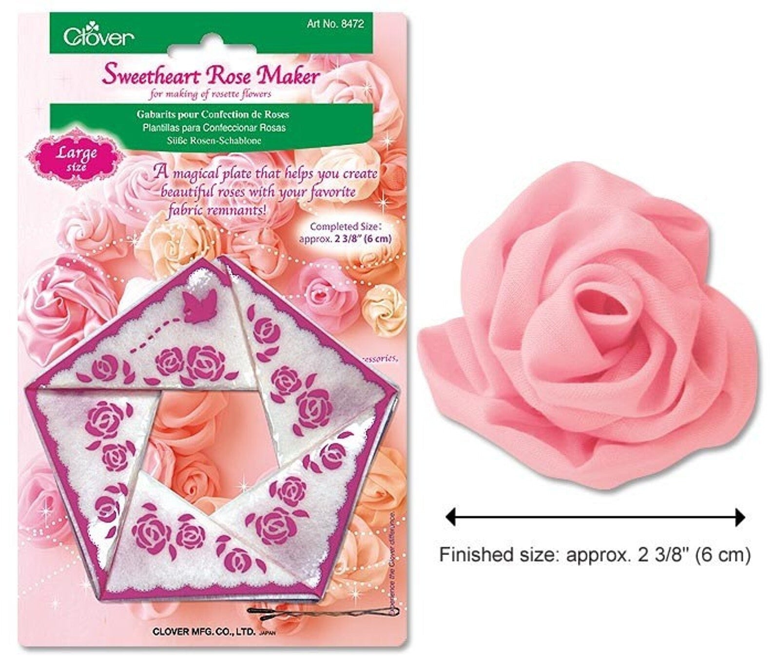 Molde de Plástico para Hacer Rosas Grandes (6 cm) de Tela Clover
