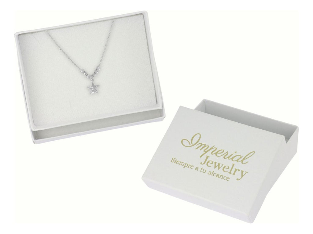 Collar De Estrella De Plata 925 Con Bola Diamantada De 45 Cm