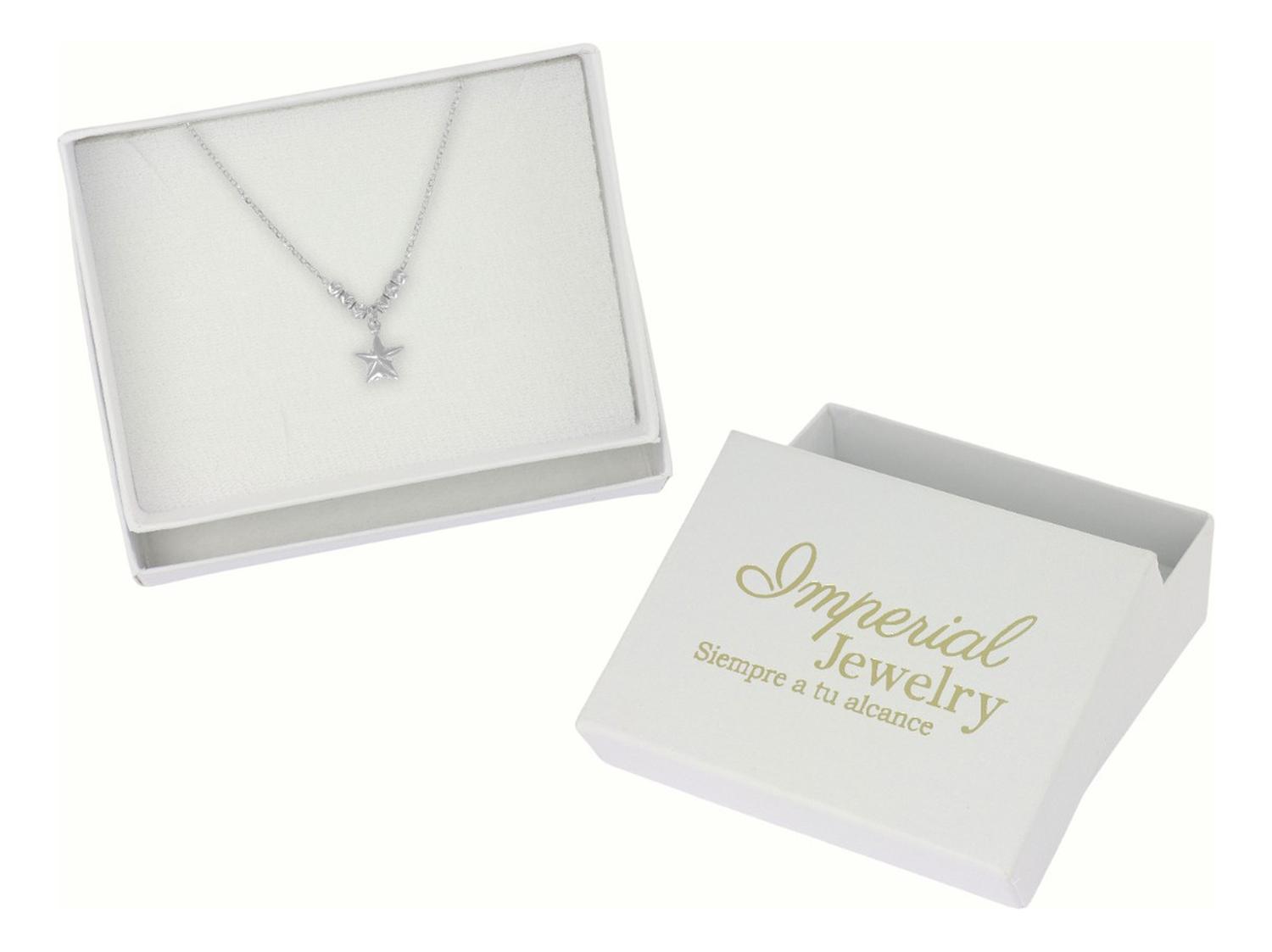 Collar De Estrella De Plata 925 Con Bola Diamantada De 45 Cm