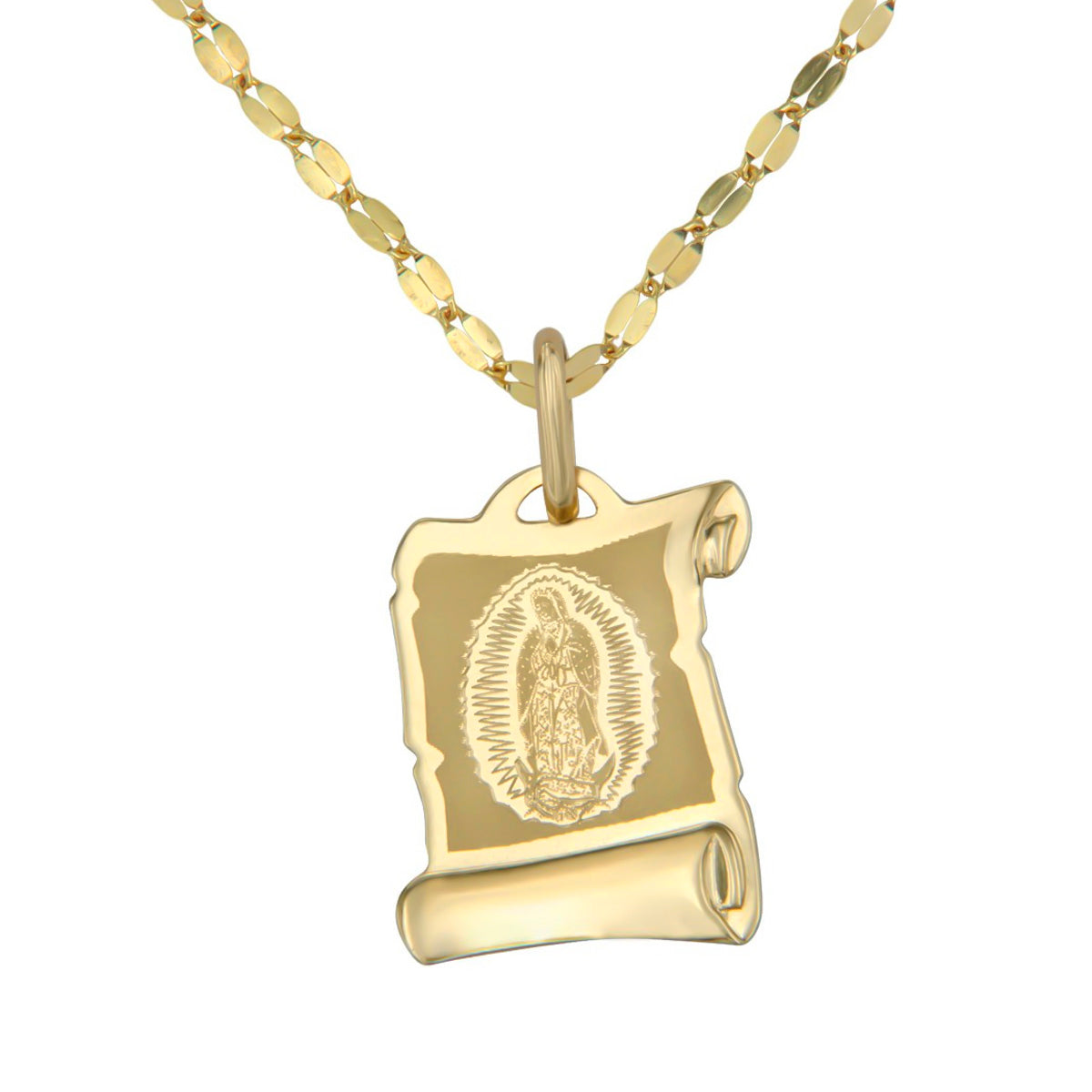 Collar Con Medalla De Virgen Italiana De Oro De 10k