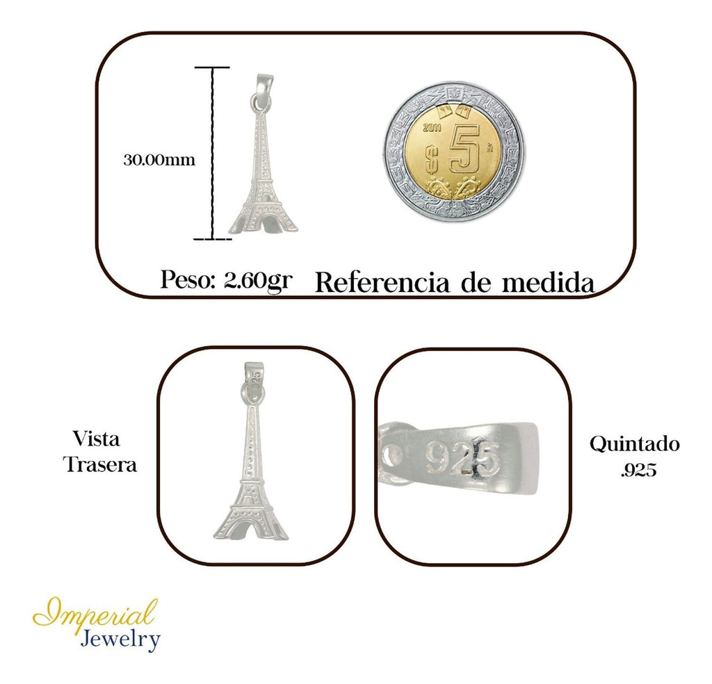 Dije De Plata Ley 925 De La Torre Eiffel Pulido