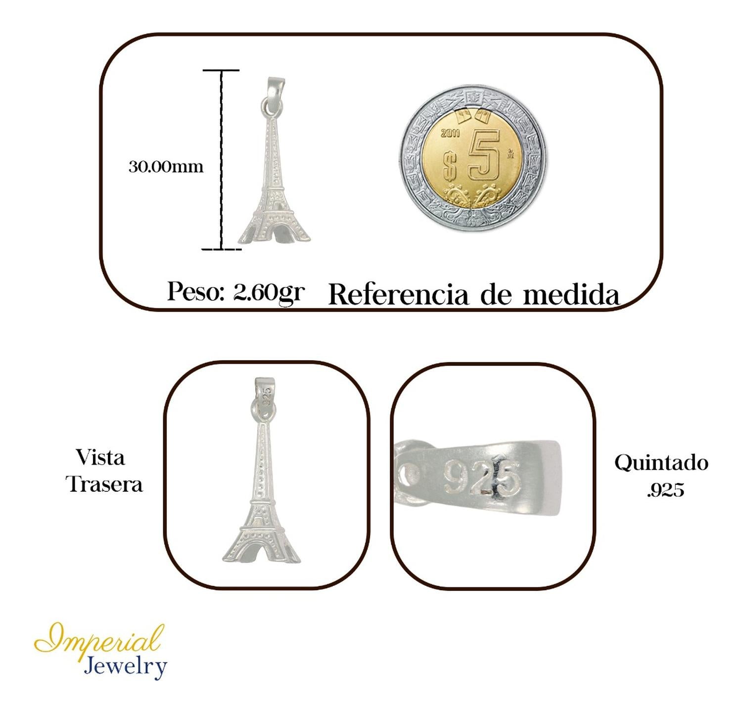 Dije De Plata Ley 925 De La Torre Eiffel Pulido