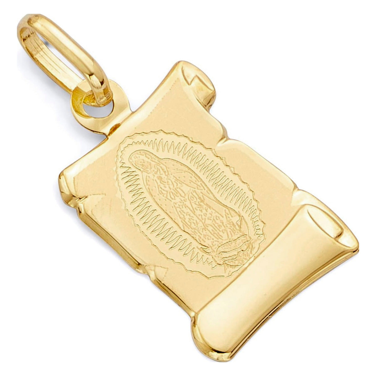 Collar Con Medalla De Virgen Italiana De Oro De 10k
