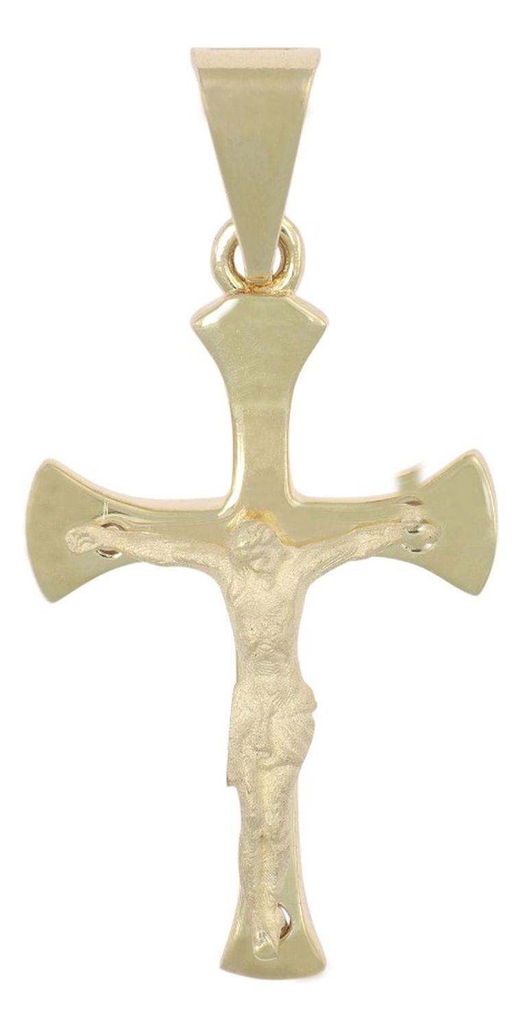 Dije En Figura De Cruz Con Cristo Arenado En Oro 10k 1.5 Gr