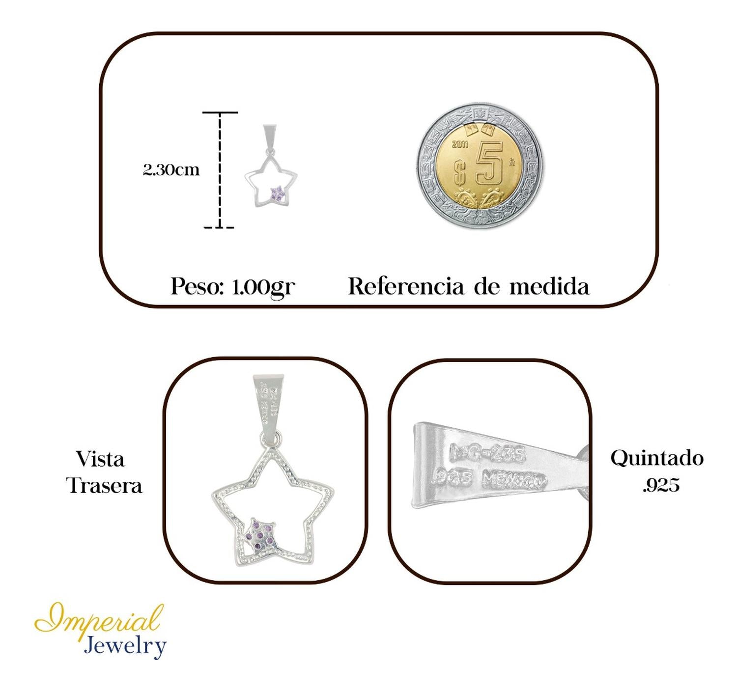 Dije De Plata 925 De Estrella Con Zirconia