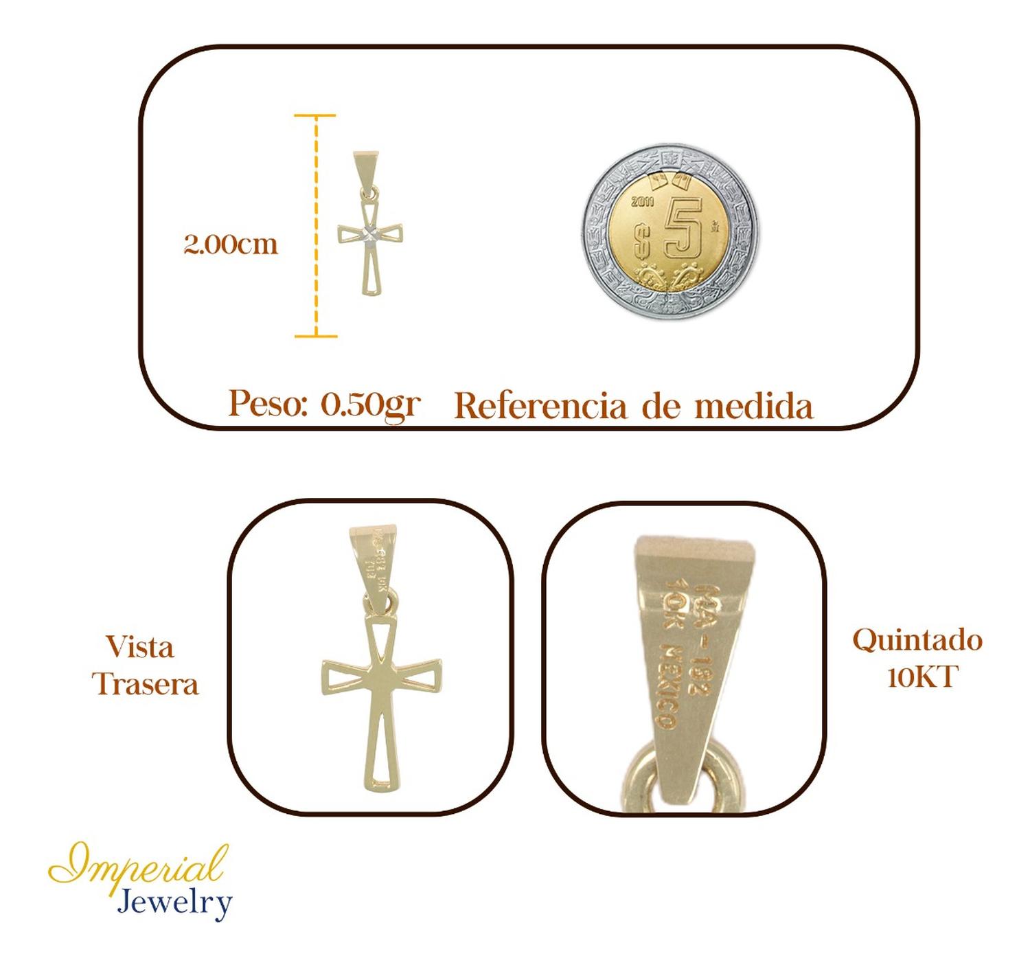 Dije De Cruz Con Un Punto Diamantado En Oro 10k 0.6 Grm