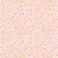 1/2 metro de Tela de algodón estampada Mini Florecita Sakura rosa con dorado metálico Lewis e Irene